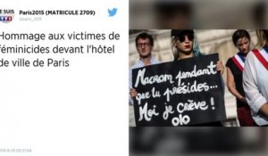 Un hommage aux victimes de féminicides devant l’hôtel de ville de Paris