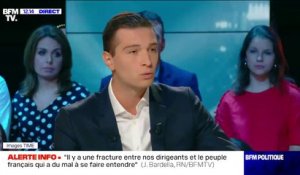 Emmanuel Macron "est un stagiaire de l'ENA qui découvre la France de manière permanente", déplore Jordan Bardella (RN)