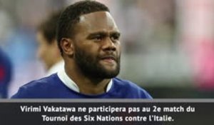 Six Nations - Vakatawa forfait face à l'Italie