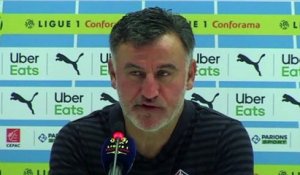 Football - Ligue 1 - Christophe Galtier en conférence de presse après la défaite du LOSC contre l'OM