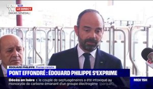 Pont effondré: "Le pont avait fait l'objet d'un examen approfondi en 2017 (...) sa solidité technique n'était en rien en cause" déclare Édouard Philippe