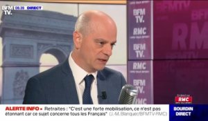 Jean-Michel Blanquer évoque "un peu moins de 10% de grévistes" dans l'Éducation nationale ce vendredi