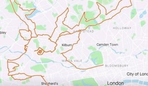 Un cycliste dessine un renne de Noël grâce à son GPS