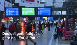 Retraites: des usagers fatigués gare de l'Est à Paris, au neuvième jour de grève