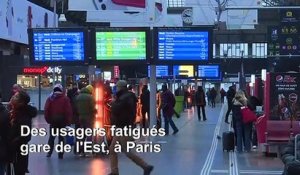 Retraites: des usagers fatigués gare de l'Est à Paris, au neuvième jour de grève