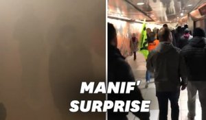Action surprise des grévistes Gare de Lyon, dans les couloirs de la ligne 1
