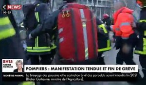 Les images des pompiers et des forces de l'ordre qui s'affrontent violemment dans les rues de Paris le mardi 28 janvier