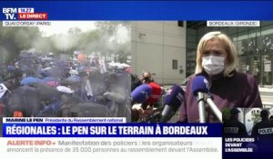 Marine Le Pen (RN): "Je ne suis pas à Paris mais je tenais à apporter aux policiers mon soutien total et entier à leur cause."
