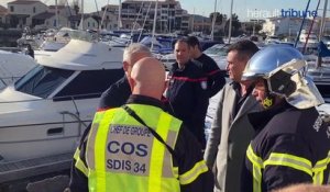 LE CAP D'AGDE - Un bateau s'embrase au village naturiste faisant un blessé grave