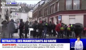Retraites: des manifestants au Havre à l'occasion d'un meeting d'Edouard Philippe