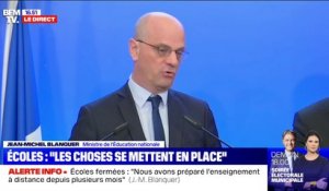 Jean-Michel Blanquer annonce des "prêts de matériel" et des cours sur papier pour les enfants qui n'ont pas d'équipement informatique