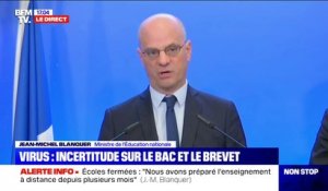 Jean-Michel Blanquer: "Nous avons plusieurs scénarios en fonction des circonstances" pour le bac et le brevet