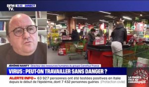 Jérôme Nanty (DRH de Carrefour) déclare que la prime de 1000 euros destinée aux salariés sera versée "au plus tard sur la paie de mai"