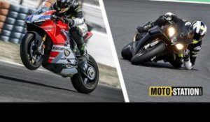 Comparatif Aprilia RSV4 1100 Factory vs Ducati Panigale V4S : Mesures, perfs, les divas au crible !