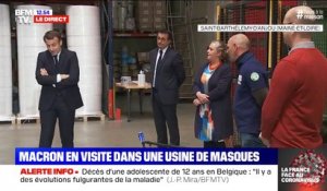 Emmanuel Macron à des employés d'une usine de masques: "Vous êtes une partie de la solution"