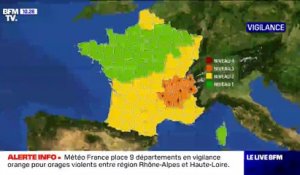 Neuf départements placés en vigilance orange pour orages violents par Météo France