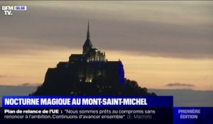 L'abbaye du Mont Saint-Michel transformée la nuit par une mise en lumière