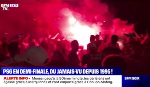 La joie des supporters parisiens après la qualification du PSG en demi-finale de Ligue des Champions