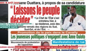 Le Titrologue du 18 Août 2020 : Alassane Ouattara à propos de sa candidature, « Laissons le peuple décider »