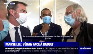 Les images de l'échange entre Didier Raoult et Olivier Véran à Marseille