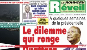 Le Titrologue du 11 Septembre 2020 : A quelques semaines de la présidentielle, le dilemme qui ronge Ouattara