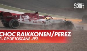 Accrochage entre Raikkonen et Perez en FP2 - GP de Toscane
