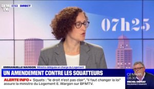 Squatteurs: la ministre du Logement Emmanuelle Wargon estime que "le droit n'est pas clair" et souhaite "changer la loi"