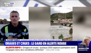 Orages dans le Gard: selon le lieutenant-colonel Olivier Tudela, "il faut s'inquiéter pour les heures à venir, être prudent"