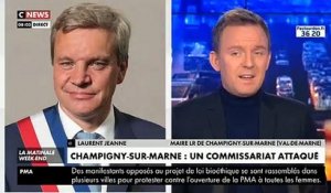 Attaque du commissariat de Champigny-sur-Marne : Le maire de la ville explique que 2 policiers ont du se réfugier en catastrophe dans les locaux attaqués par des dizaines de jeunes - Regardez