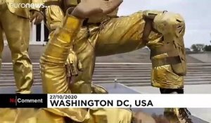 Des statues vivantes pour critiquer Donald Trump