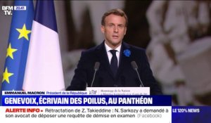 Écoutez l'extrait du discours d'Emmanuel Macron lors de la cérémonie d'entrée de l'écrivain Maurice Genevoix au Panthéon