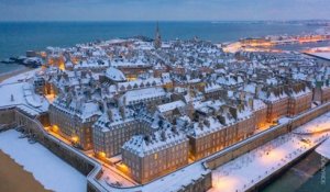 Neige à Saint-Malo en Bretagne - France - Drone 02/2021