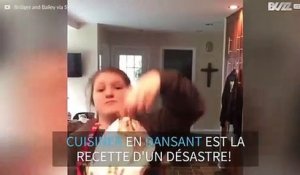 Cette jeune fille manque de mettre le feu à la cuisine