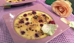 Crème brulée aux framboises et aux litchis