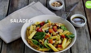 Salade de penne rigate sans gluten aux légumes et curry