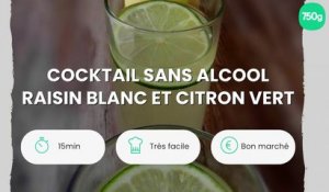 Cocktail sans alcool raisin blanc et citron vert