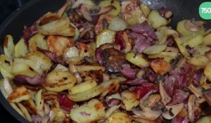 Poêlée de pommes de terre, gésiers, champignons