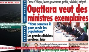 Le titrologue du Jeudi 29 Avril 2021/ Conseil des ministres: Ouattara veut des ministres exemplaires
