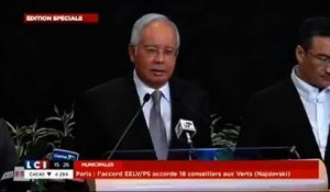 Le Premier ministre malaisien annonce que le Boeing 777 est tombé dans l'océan Indien