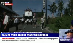 Parade des rugbymen du Stade Toulousain dans les rues de la ville rose pour fêter leur sacre de champion de France
