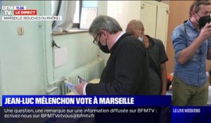 Second tour des régionales: Jean-Luc Mélenchon vote à Marseille