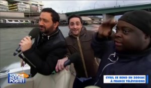 Cyril Hanouna traverse la Seine en zodiac pour se rendre chez France Télévisions