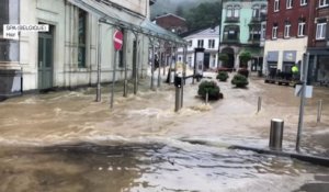 Inondations en Belgique: les rues de Spa complètement sous les eaux