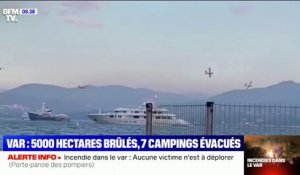 Incendies dans le Var: les images des Canadair qui se ravitaillent dans le golfe de Saint-Tropez