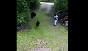 Elle se fait charger par un ours en essayant sauver son chien ! Chanceuse