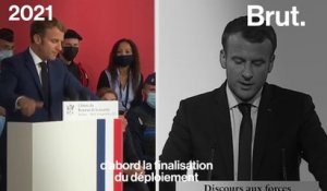 Emmanuel Macron devant les forces de l'ordre : 2021 vs 2017
