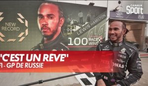 La réaction d'Hamilton après sa 100e victoire - GP de Russie