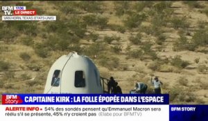 Blue Origin: l’acteur de Star Trek William Shatner sort de la capsule après son vol dans l’espace