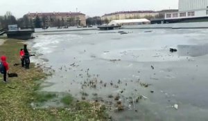 Un enfant chute dans un lac gelé... Sauvetage de justesse