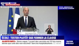 Jean-Michel Blanquer: "Il n'y aura plus de fermeture systématique de classe dès le 1er cas de Covid en primaire, mais un dépistage"